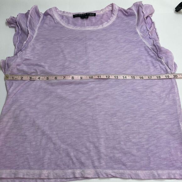Veronica Beard Akeela Flutter Sleeve T-shirt Heathered Lavender Size Large - Picture 5 of 10